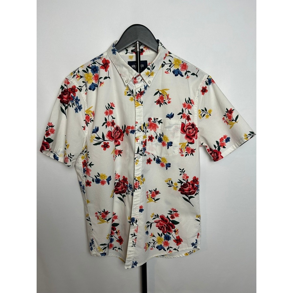 Hollister Epic Flex Stretch Floral Shirt Mens S Slim Hawaiian Resort Vacation